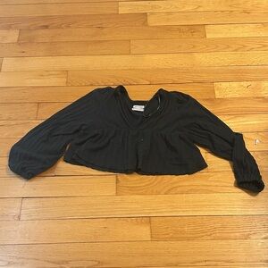 Urban Outfitters Black Cropped Peasant Top